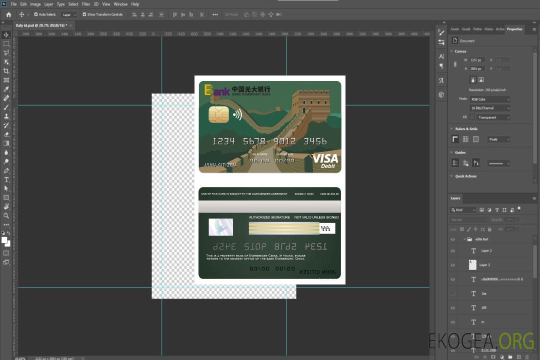 Carte visa de la banque Everbright de Chine template Carte visa de la banque Everbright de Chine template